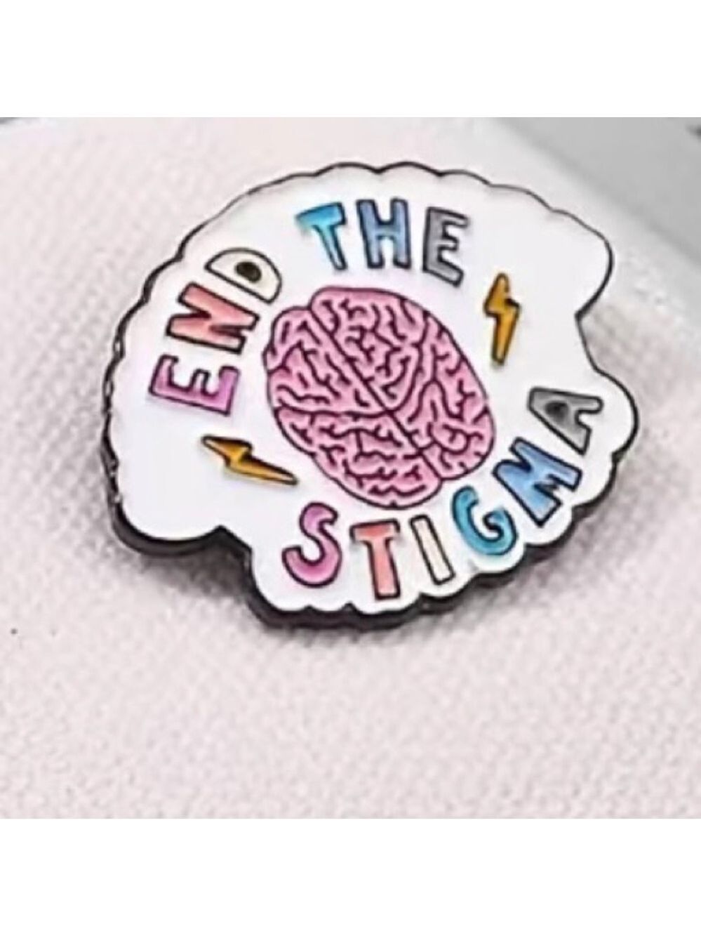 End the Stigma Mental Health colorful enamel cartoon pin lapel brooch - Picture 6 of 14